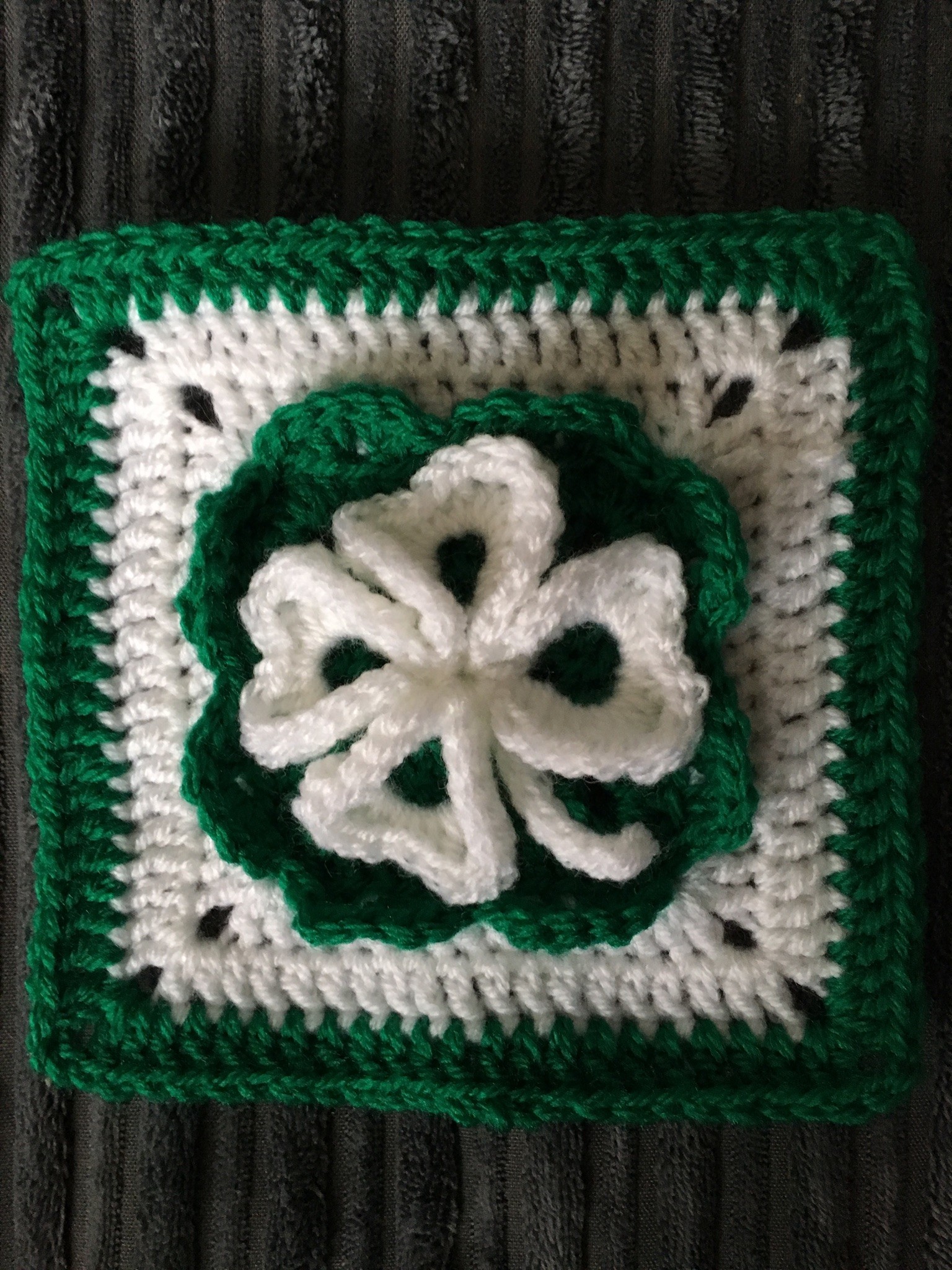 Lucky Four Leaf Shamrock Crochet Granny Square 2