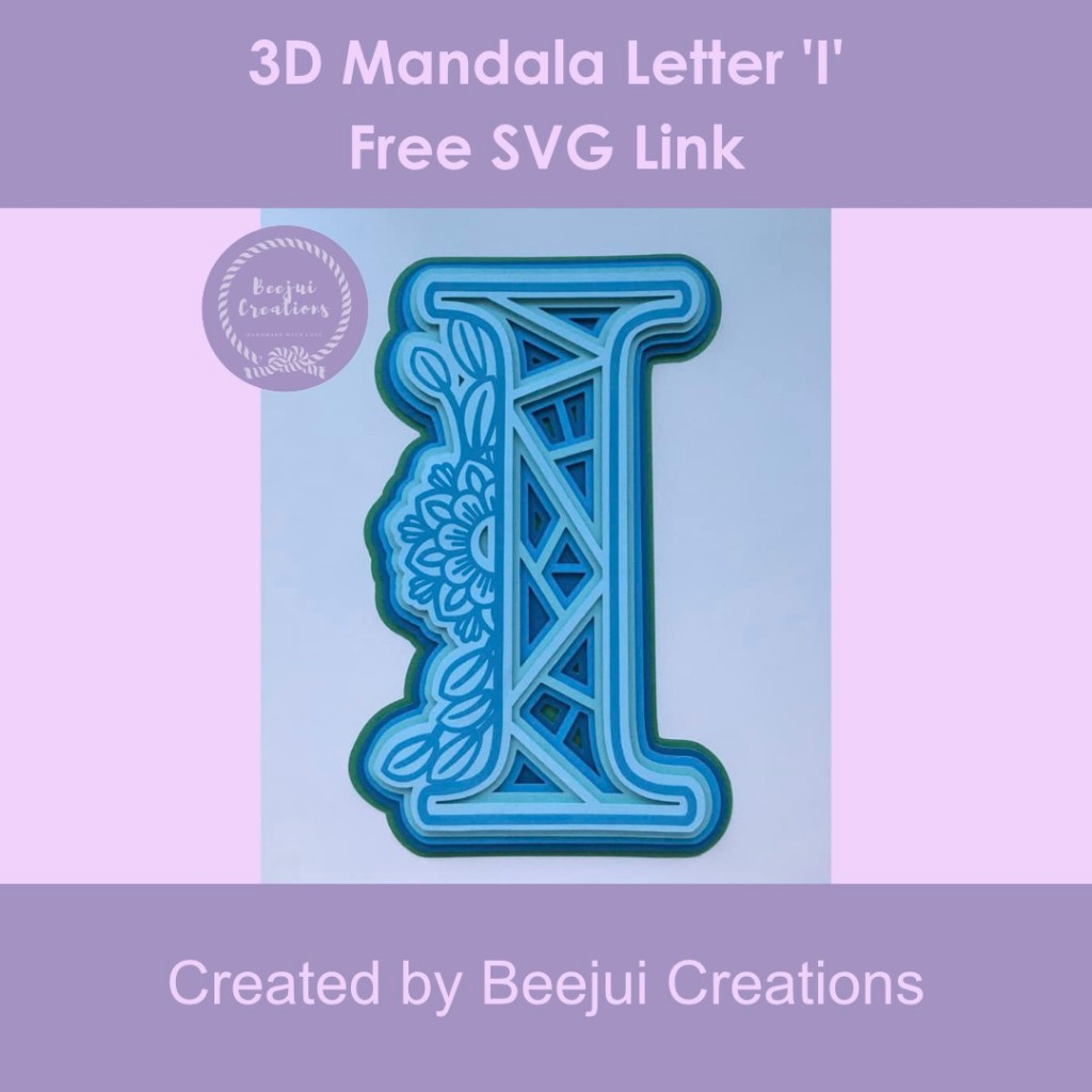 3D Mandala Letter 'I' - Free SVG Link